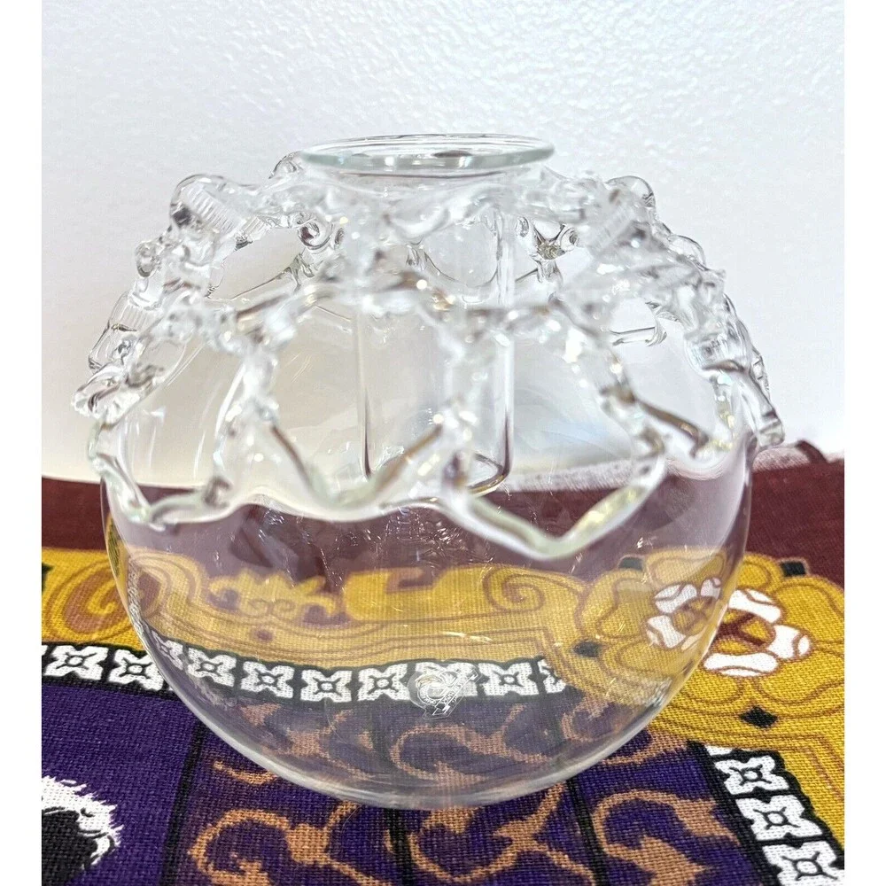 SOFFERIA PARISE Soffiato Lavorato Amano Hand Blown Art Glass Vase Italy w/LABEL